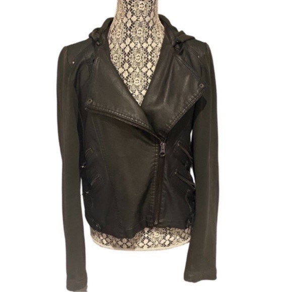 SILENCE AND NOISE Women's Vegan Leather Moto Jacket￨Size Large - Picture 12 of 16